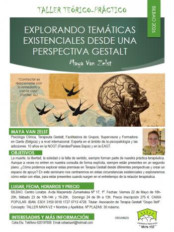 Taller "Explorando temáticas existenciales desde una perspectiva Gestalt" con Maya Van Zelst